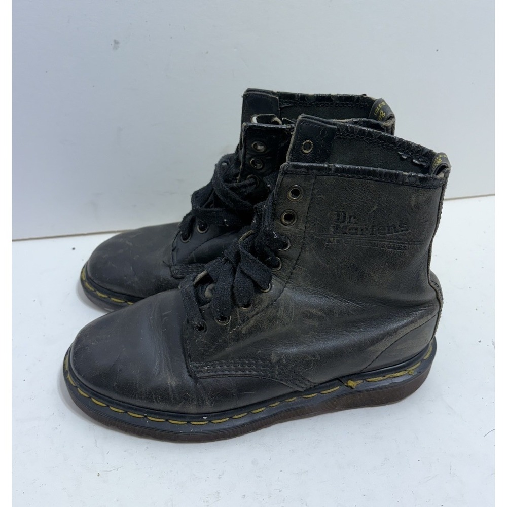 Vintage Dr Martens 101 Boots Women's 8.5 Black Leather 6 Eyelet Combat